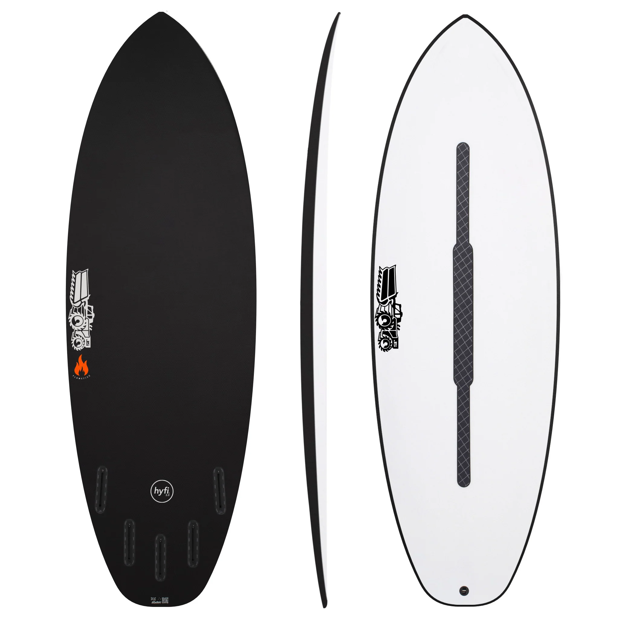 Flame Fish 5'7" x 21 1/4" X 2 9/16" - 35.00L, Squash, 5x FCS 2 Fin Boxes, HYFI 3.0 - ID:1045902