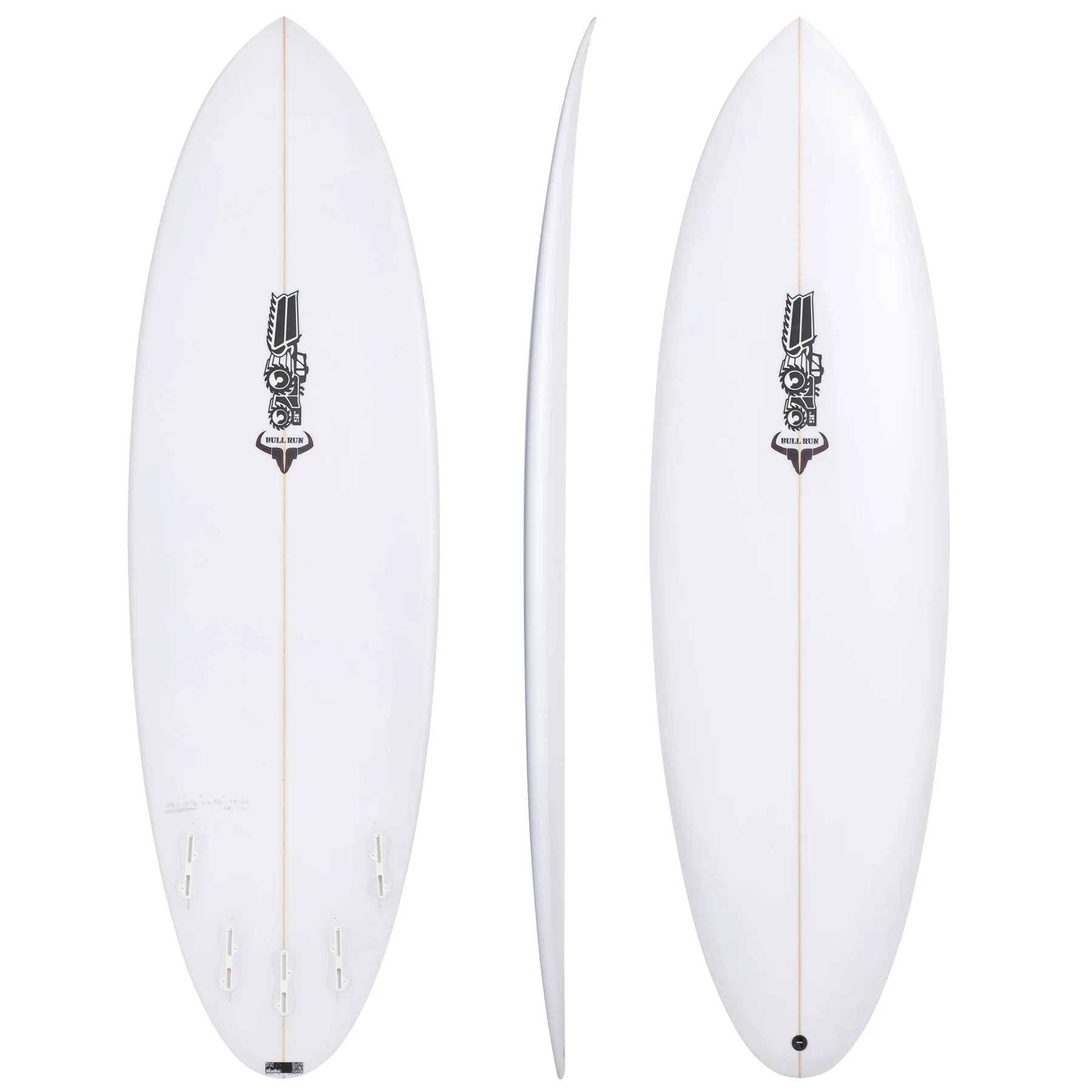 Bull Run 6'1" x 20 1/4" X 2 3/4" - 36.50L, Round, 5x FCS 2 Fin Boxes, PU - ID:1086326